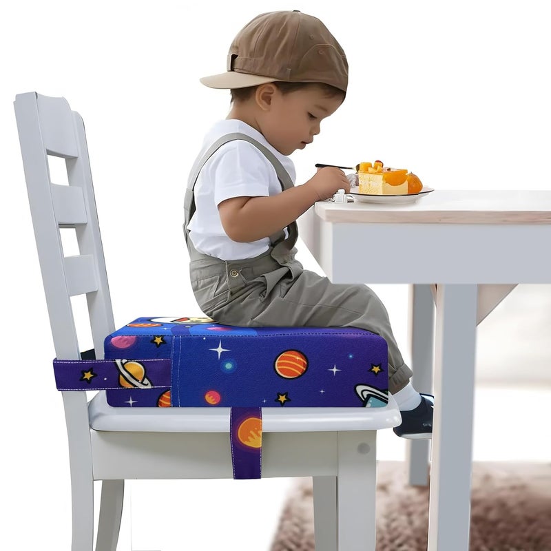 Funcority Toddler Booster Seat for Dining Table, Portable Booster Seat for Kitchen Chair, 4 Inch High-Density Foam Cushion with Adjustable Safety Straps and Non-Slip Bottom, Perfect for Kids Travel and Daily - Image 1